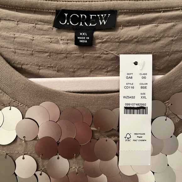 J. Crew Collection sequin-embellished T-shirt Blouse Holiday party New Years Eve - Picture 8 of 11